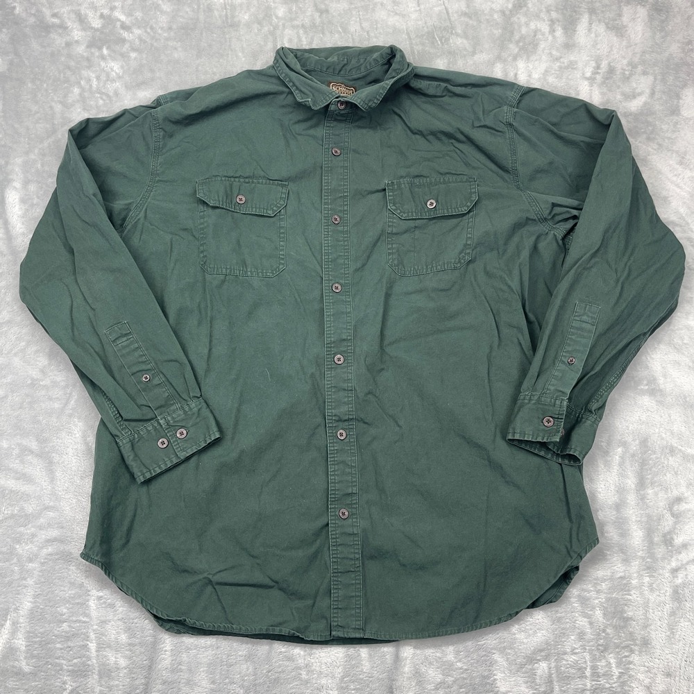 C.E. Schmidt Workwear Shirt‎ Mens 2XT Green Relaxed Long Sleeve Collar Button-Up